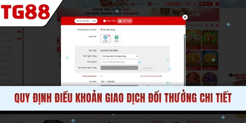 Quy định điều khoản giao dịch đổi thưởng chi tiết